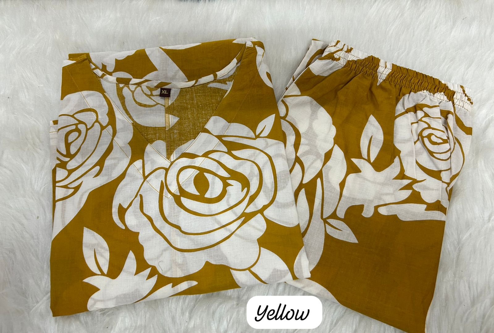 Yellow Cotton Co-ords set with Mega Sleeves